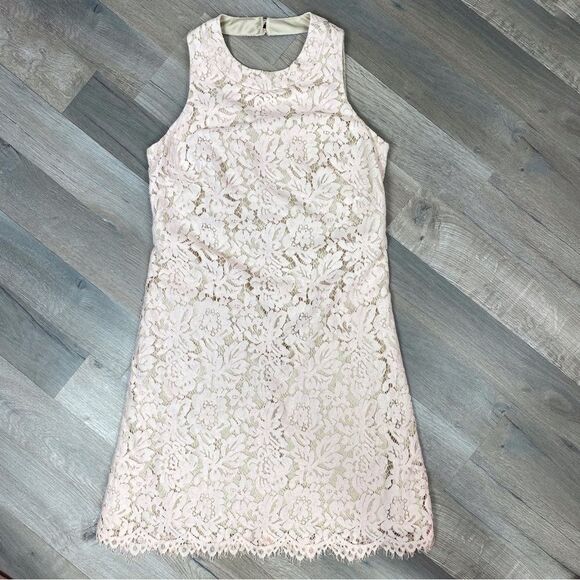 Vince Camuto Floral Lace Open Back Halter Shift Party Dress Blush Pink 4 - Picture 14 of 14